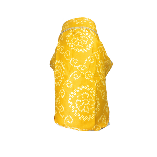 Nootie Bandhani Print Kurta - Yellow, Cloth for Dogs