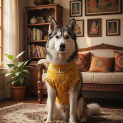 Nootie Bandhani Print Kurta – Yellow | Traditional Ethnic Outfit for Dogs