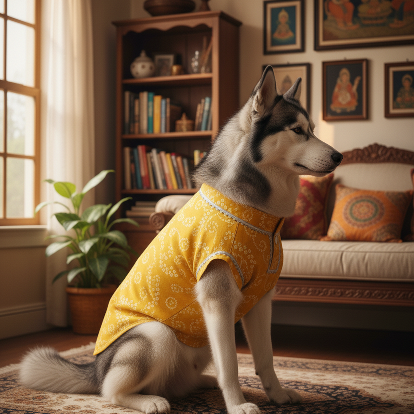 Nootie Bandhani Print Kurta – Yellow | Traditional Ethnic Outfit for Dogs