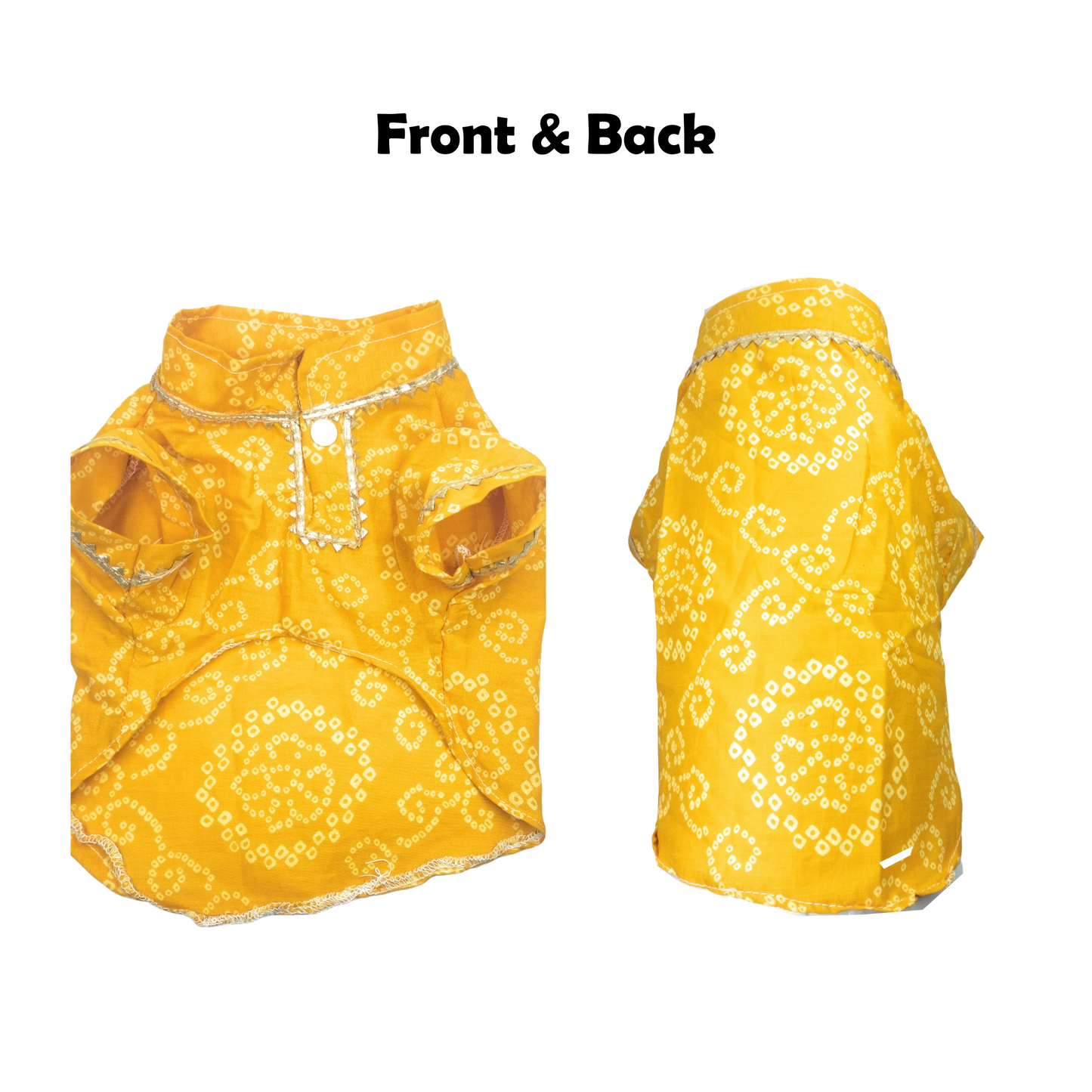 Nootie Bandhani Print Kurta – Yellow | Traditional Ethnic Outfit for Dogs