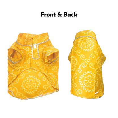 Nootie Bandhani Print Kurta – Yellow | Traditional Ethnic Outfit for Dogs