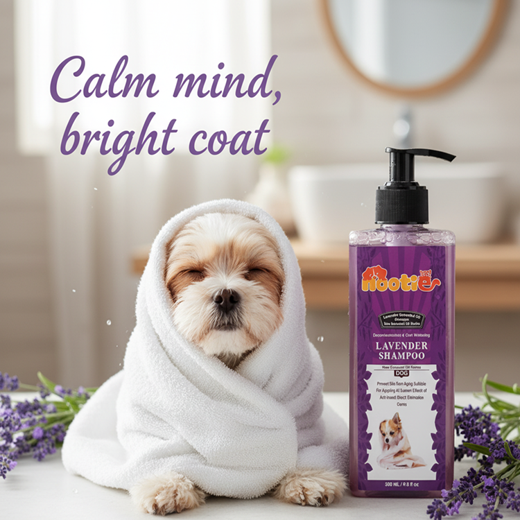 Nootie Coat Whitening Lavender Oil Shampoo for Dogs (300 ml) | Brightening, Anti-Itch & Soothing Essential Oil Formula