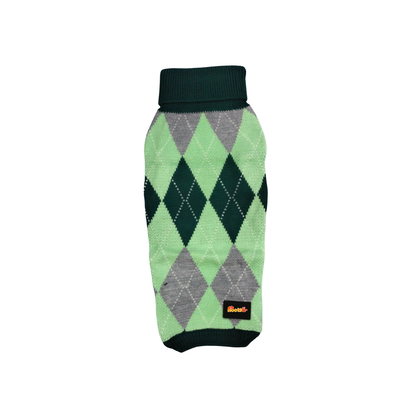 Nootie Dog Sweater, Light Green Check – Stylish Winter Knitwear for All Breeds