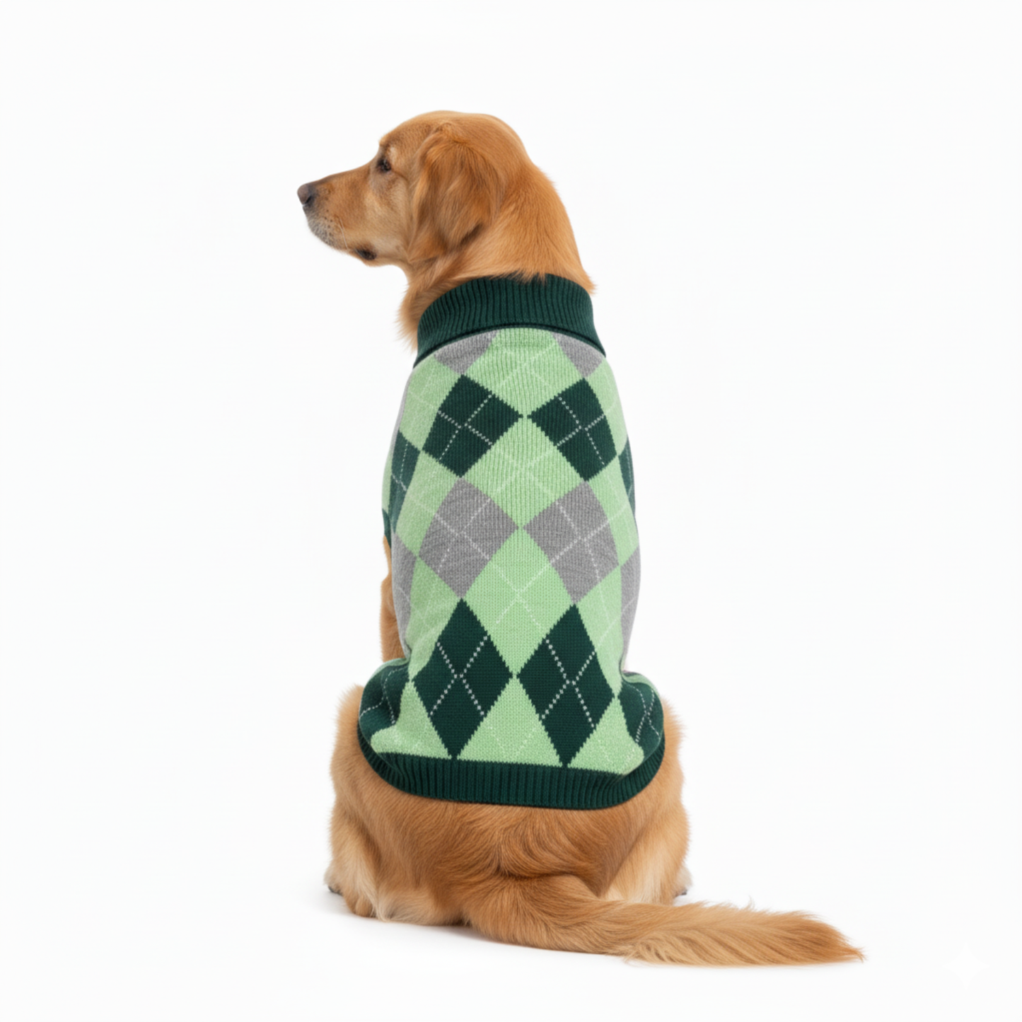 Nootie Dog Sweater, Light Green Check – Stylish Winter Knitwear for All Breeds
