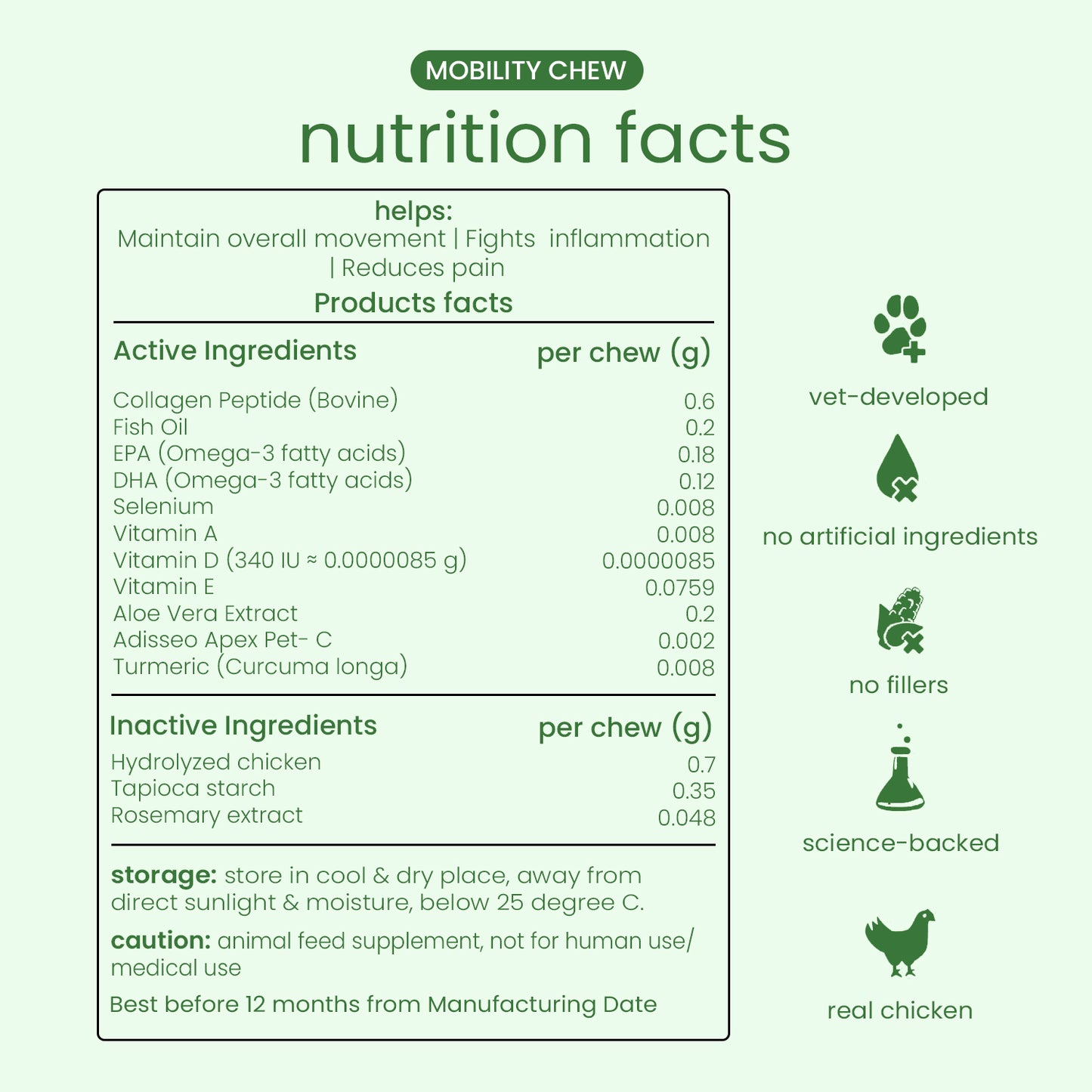 Nootie+ Mobility Chews for Dogs | Joint Support, Pain Relief & Anti-Inflammation (30 Chews)