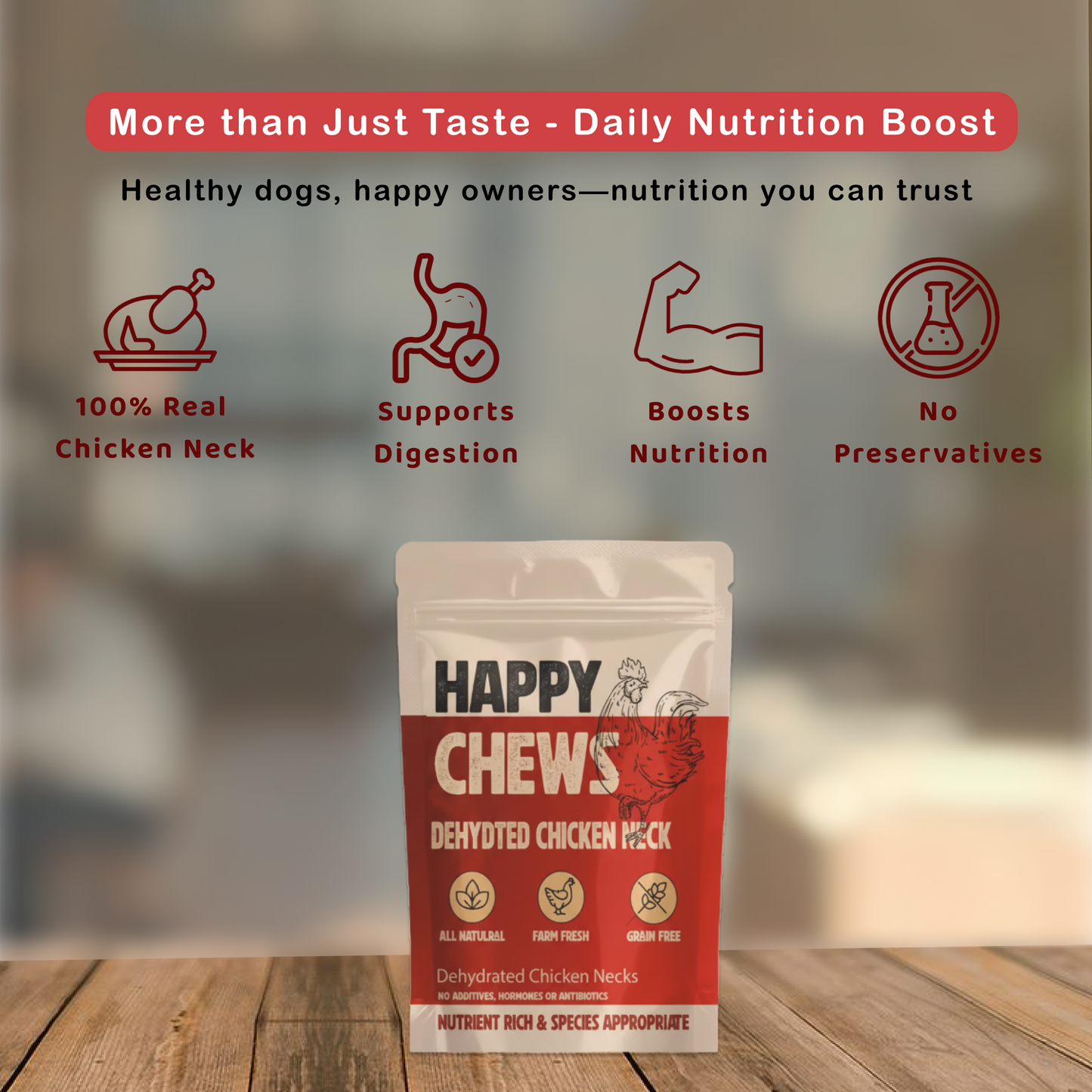 Nootie Happy Chews – Dehydrated Chicken Neck Dog Treats (80g) | All-Natural, High-Protein, Crunchy Snack