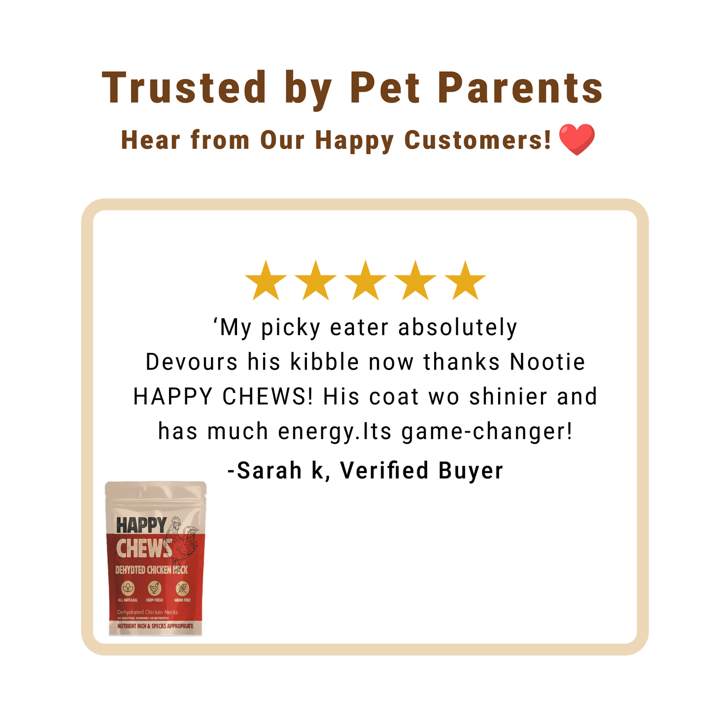Nootie Happy Chews – Dehydrated Chicken Neck Dog Treats (80g) | All-Natural, High-Protein, Crunchy Snack