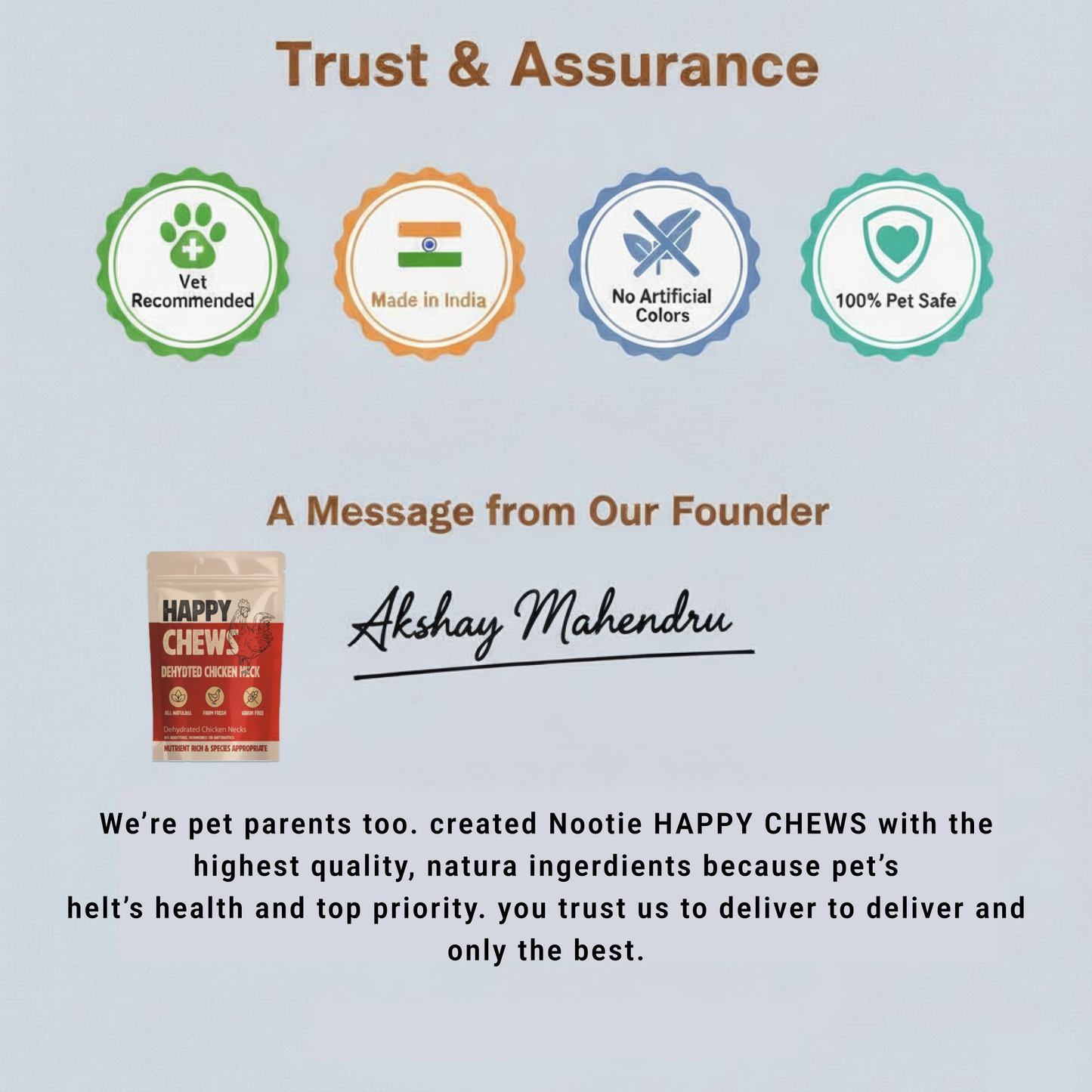 Nootie Happy Chews – Dehydrated Chicken Neck Dog Treats (80g) | All-Natural, High-Protein, Crunchy Snack