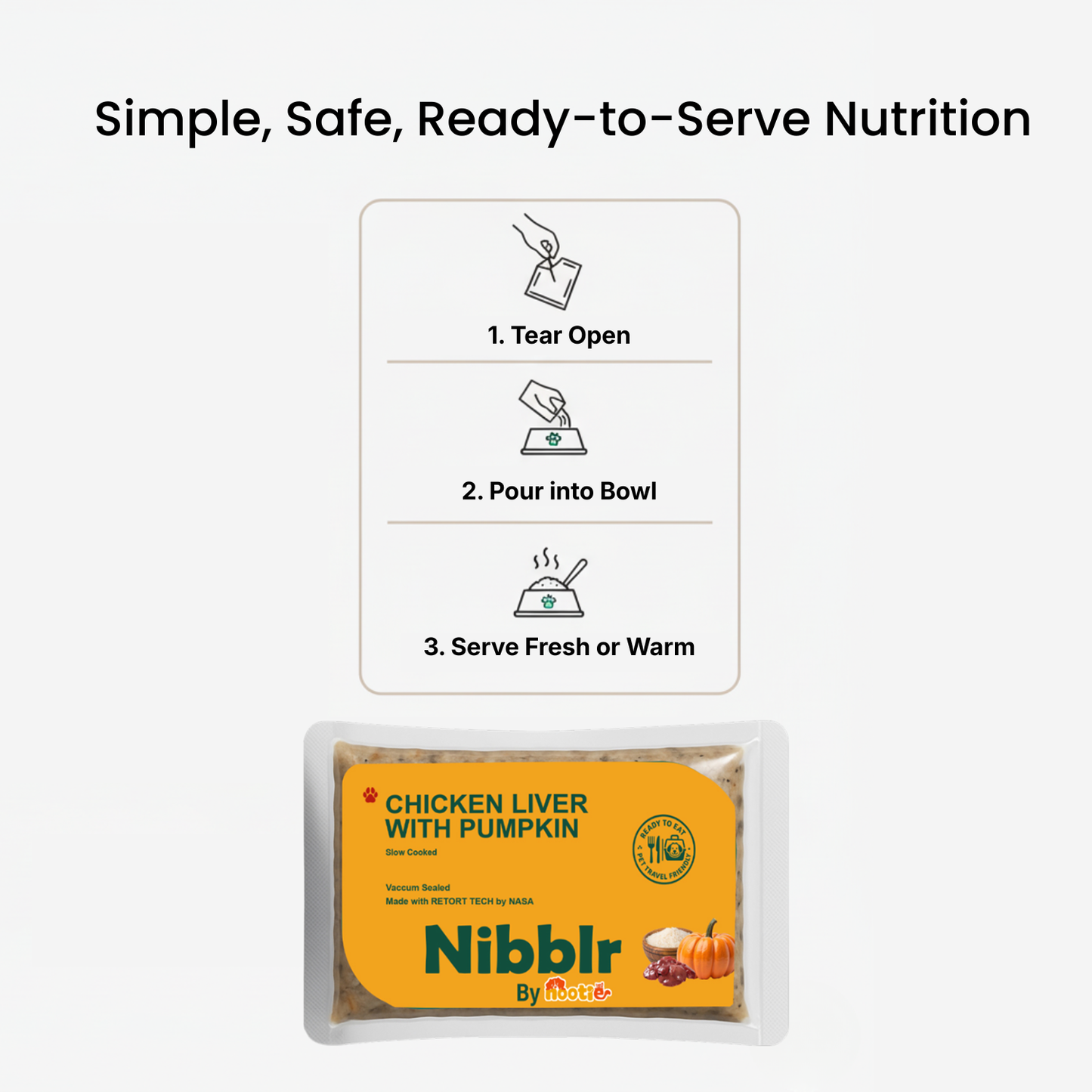 Nibblr Chicken Liver and Pumpkin Dog Food – 300g | Human-Grade, Freshly Cooked, Balanced Nutrition