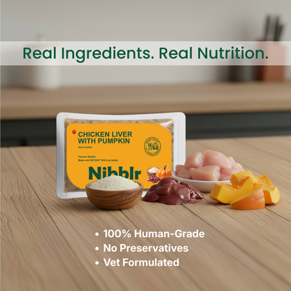Nibblr Chicken Liver and Pumpkin Dog Food – 300g | Human-Grade, Freshly Cooked, Balanced Nutrition