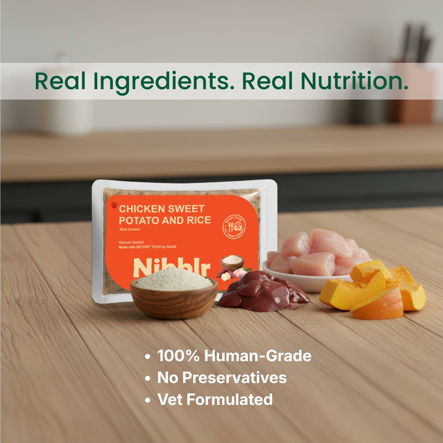 Nibblr Chicken Sweet Potato & Rice Dog Food  – 300g | Human-Grade, Freshly Cooked, Balanced Nutrition