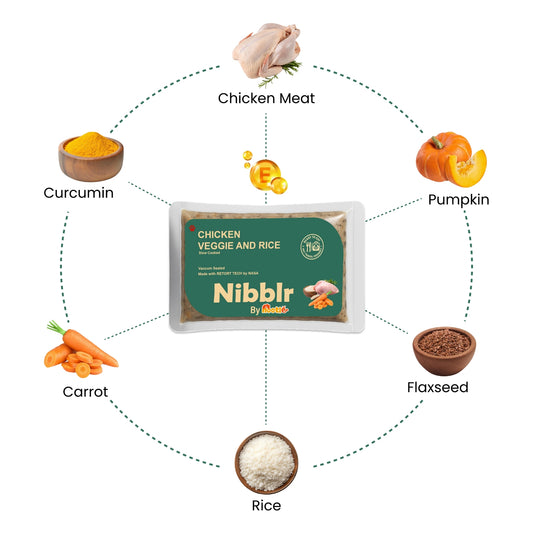 Nibblr Chicken Veggie & Rice Dog Food  – 300g | Human-Grade, Freshly Cooked, Balanced Nutrition
