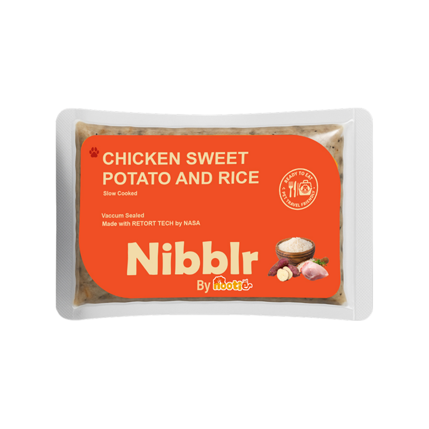 Nibblr Chicken Sweet Potato & Rice Dog Food  – 300g | Human-Grade, Freshly Cooked, Balanced Nutrition