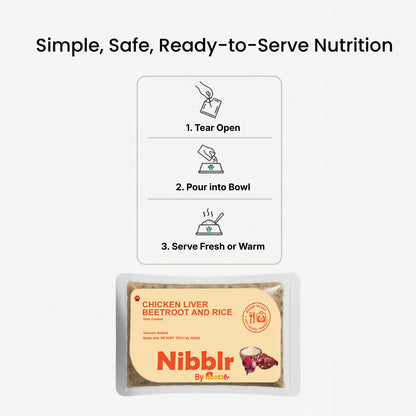 Nibblr Chicken Liver, Beetroot & Rice Fresh Dog Food – 300g | Human-Grade, Gently Cooked, Nutrient-Rich Meal