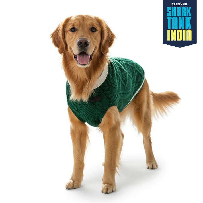 Nootie Dog High Neck Sweater, Green – Stylish Winter Knitwear for All Breeds