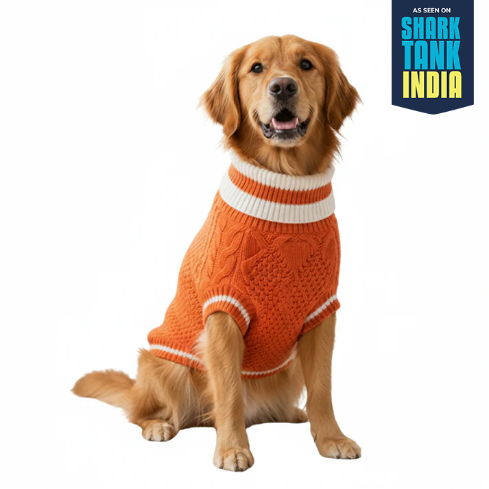 Nootie Dog High Neck Sweater, Orange – Stylish Winter Knitwear for All Breeds