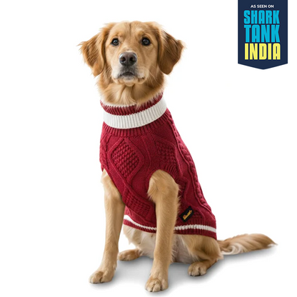 Nootie Dog High Neck Sweater, Red – Stylish Winter Knitwear for All Breeds