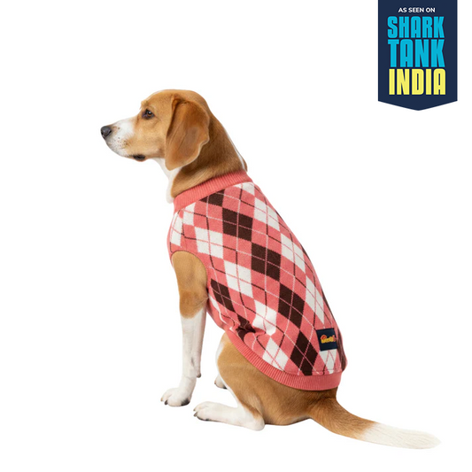 Nootie Dog Sweater, Pink Check – Stylish Winter Knitwear for All Breeds