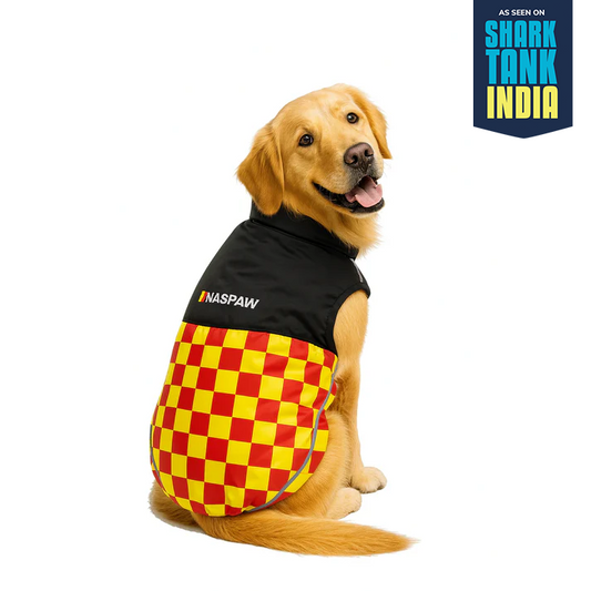 Nootie Dog Winter Jacket – High Neck, Warm & Waterproof Coat for Dogs, Red-Yellow