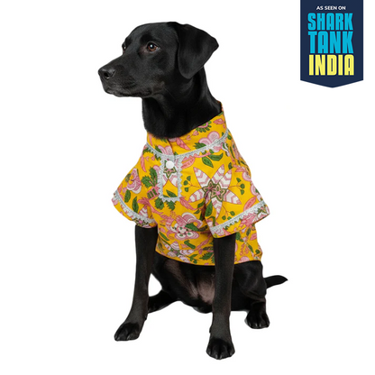 Nootie Floral Print Kurta – Yellow | Traditional Ethnic Outfit for Dogs