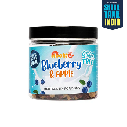 Nootie Gluten-Free Dental Stix for Dogs – Blueberry & Apple Flavour (220g) | Goat Milk Formula for Oral, Gut & Immune Health