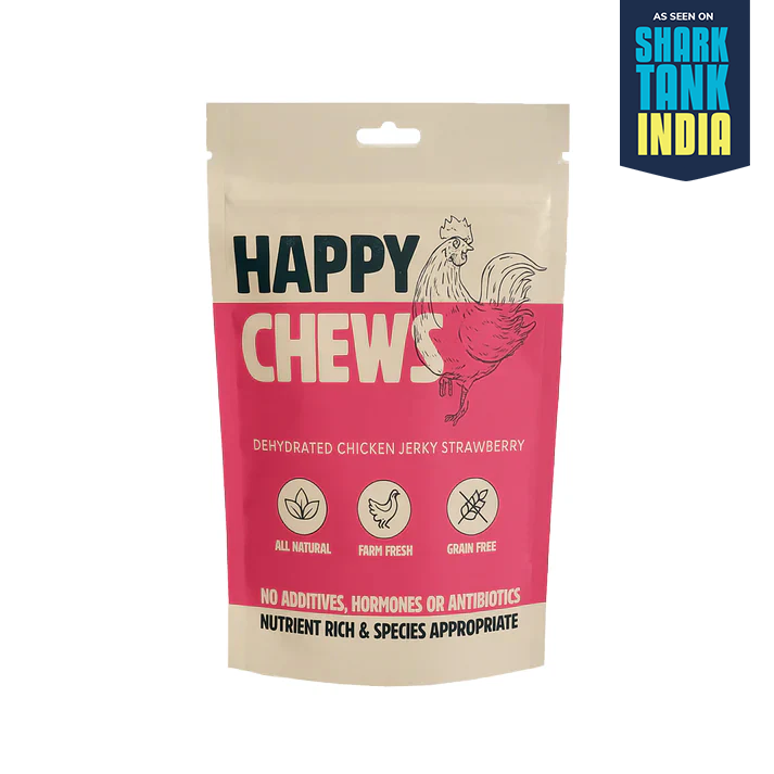 Nootie Happy Chews – Dehydrated Chicken Jerky Strawberry Dog Treats (50g) | All-Natural, Grain-Free Protein Snack