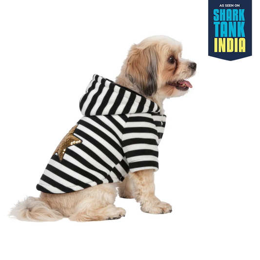 Nootie Winter Double Layer Jumpsuit with Hoodie for Dogs | Black-White | Warm, Soft & Lightweight