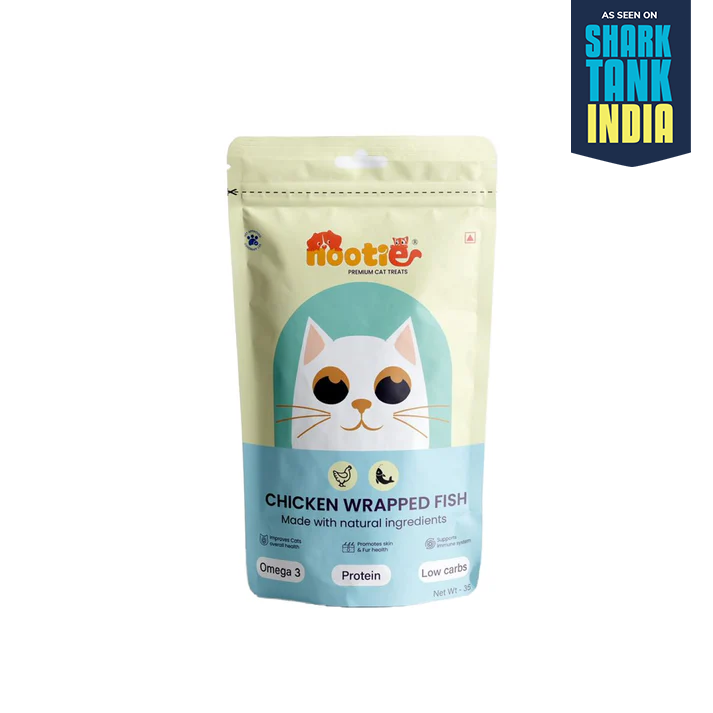 Nooties Premium Cat Treats – Chicken Wrapped Fish, Omega 3 Rich, Natural Ingredients (35g)