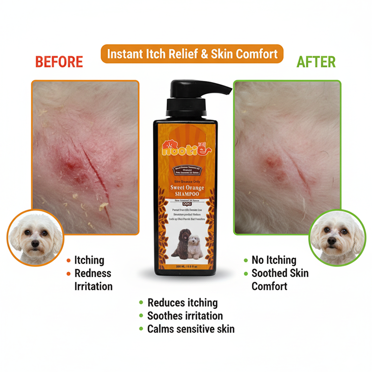 Nootie Skin Protection Sweet Orange Shampoo for Dogs (300 ml) | Anti-Itch, Moisturising Formula with Aloe Vera, Coconut & Vitamin E