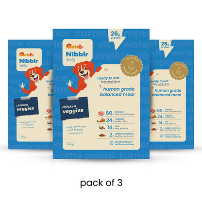 Nibblr Daily Chicken Veggie & Rice Dog Meal (300g) - Fresh Wholesome Dog Meal