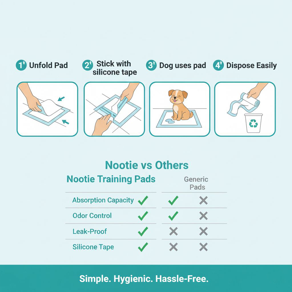 Nootie Puppy Training Pads  – Ultra-Absorbent, Leak-Proof & Odour-Control Potty Pads for Dogs