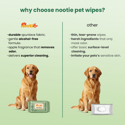 Nootie Wet Pet Wipes (100 Pulls) – Gentle Cleaning Wipes for Dogs & Cats | Alcohol-Free, Paraben-Free & Soap-Free