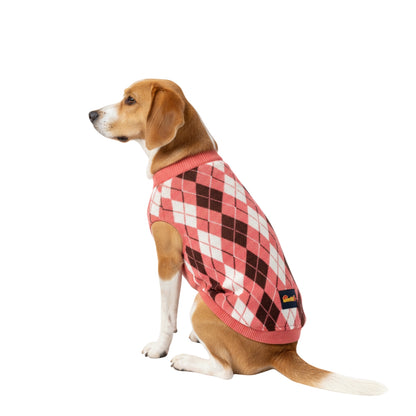 Nootie Dog Sweater, Pink Check – Stylish Winter Knitwear for All Breeds