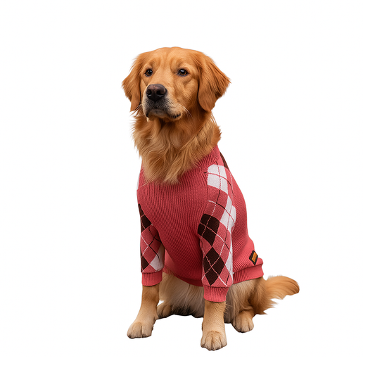 Nootie Dog Sweater, Pink Check – Stylish Winter Knitwear for All Breeds