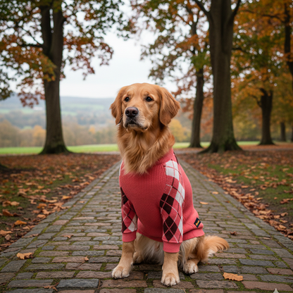 Nootie Dog Sweater, Pink Check – Stylish Winter Knitwear for All Breeds