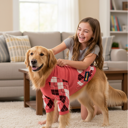 Nootie Dog Sweater, Pink Check – Stylish Winter Knitwear for All Breeds