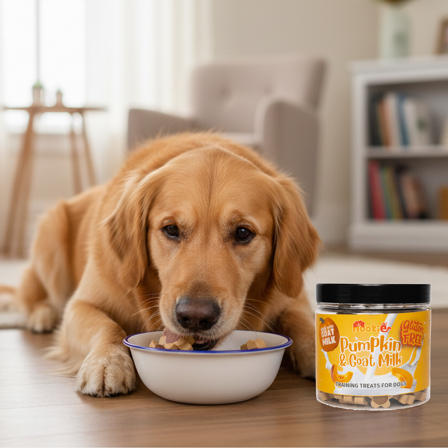 Nootie Gluten-Free Training Treats for Dogs – Pumpkin & Goat Milk Flavour (220g) | Dental Care, Digestion & Immune Support
