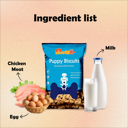 Nootie Chicken Biscuits with Peanut Butter Flavour for Puppies (900g) | High-Protein, Crunchy Growth Snack
