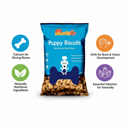 Nootie Chicken Biscuits with Peanut Butter Flavour for Puppies (900g) | High-Protein, Crunchy Growth Snack
