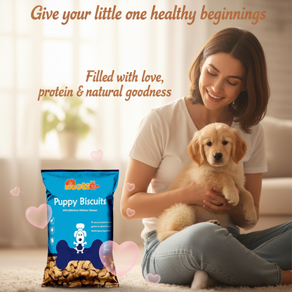 Nootie Chicken Biscuits with Peanut Butter Flavour for Puppies (900g) | High-Protein, Crunchy Growth Snack