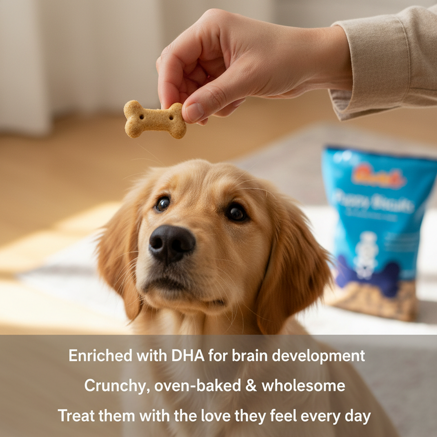 Nootie Chicken Biscuits with Peanut Butter Flavour for Puppies (900g) | High-Protein, Crunchy Growth Snack