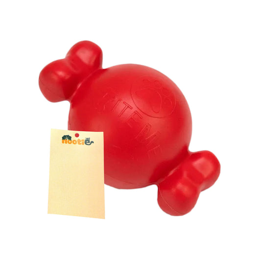 Nootie Hard Rubber Toy for Dog Durable, Non-Toxic Chew Toy for Dogs, Great for Playing, Teething, Chewing & Training, Red (Toffee, Large)