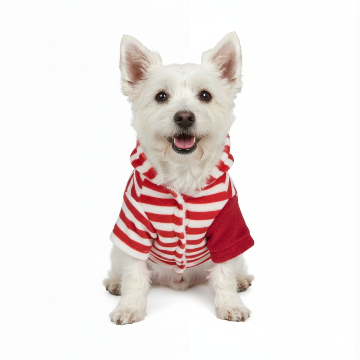 Nootie Winter Double Layer Jumpsuit with Hoodie for Dogs | Red-White | Warm, Soft & Lightweight