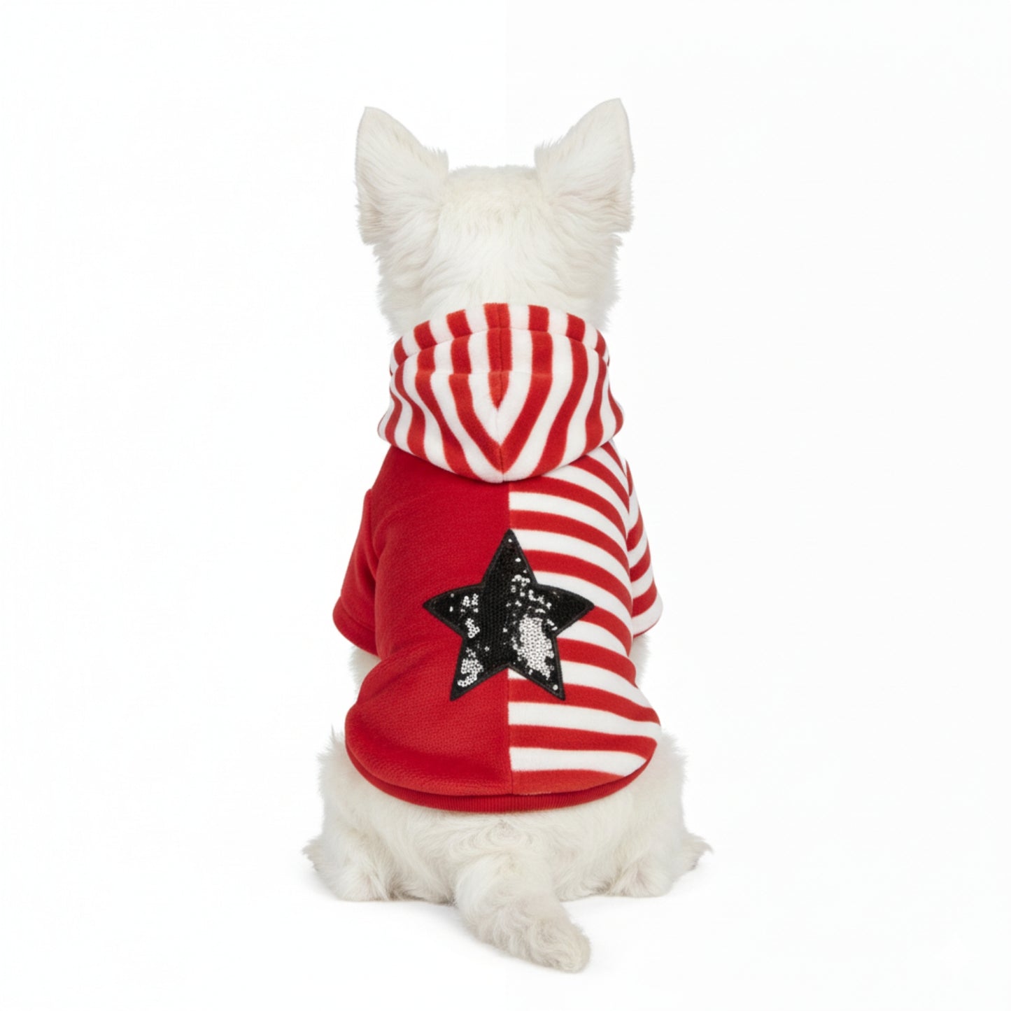 Nootie Winter Double Layer Jumpsuit with Hoodie for Dogs | Red-White | Warm, Soft & Lightweight