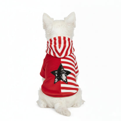 Nootie Winter Double Layer Jumpsuit with Hoodie for Dogs | Red-White | Warm, Soft & Lightweight