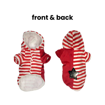 Nootie Winter Double Layer Jumpsuit with Hoodie for Dogs | Red-White | Warm, Soft & Lightweight