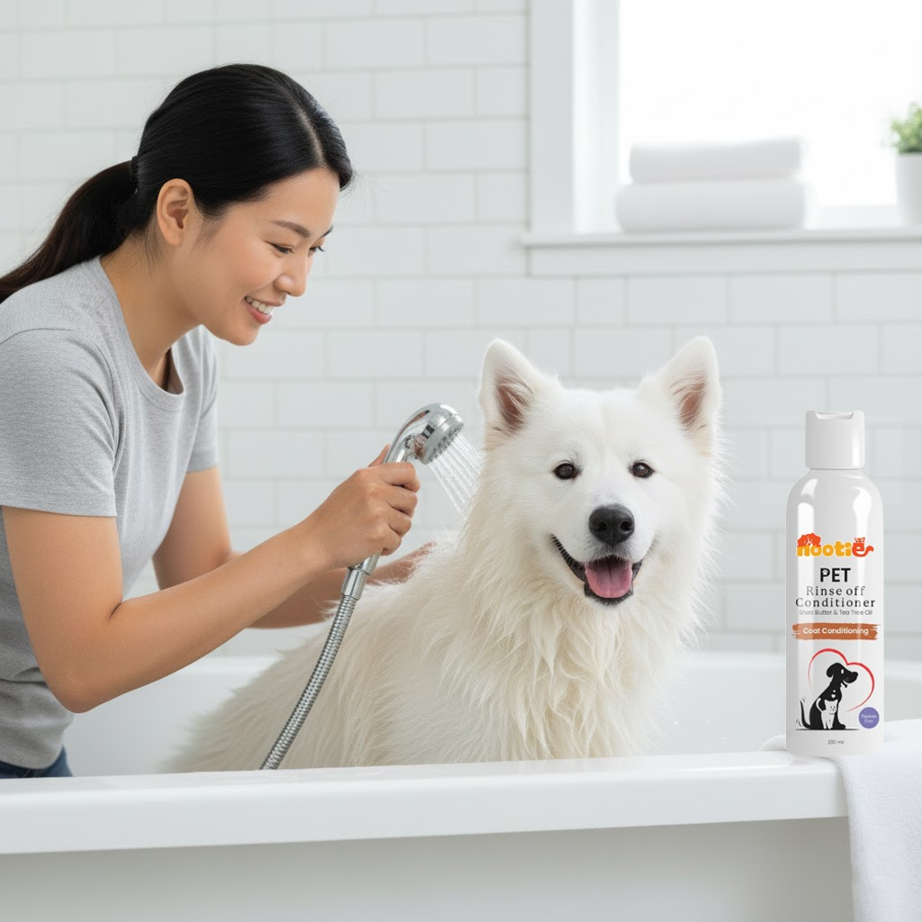 Nootie Pet Rinse-Off Conditioner with Shea Butter & Tea Tree Oil for Dogs & Cats (200 ml) | Deep Nourishment, Softness & Shine