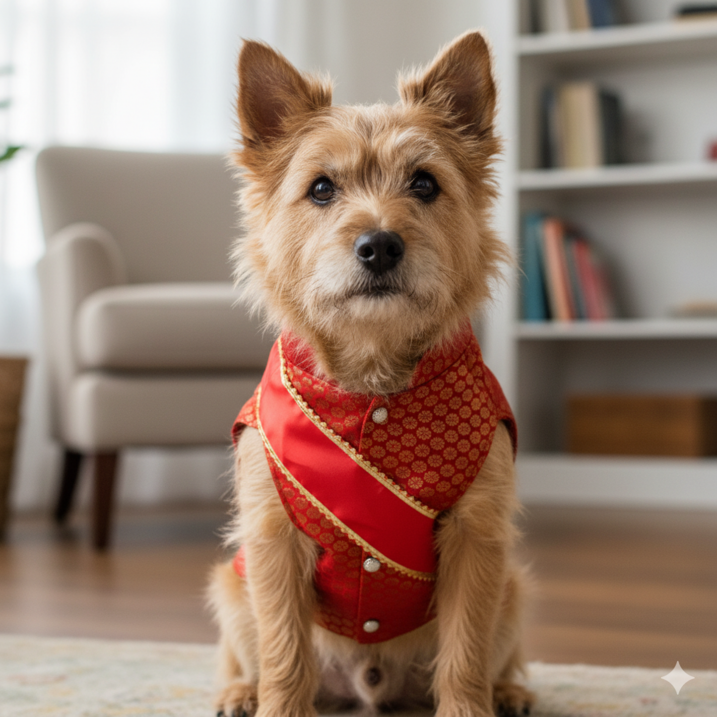 Nootie Festive Sherwani with Chunni for Pets – Red | Stylish Outfit for Weddings & Festivals