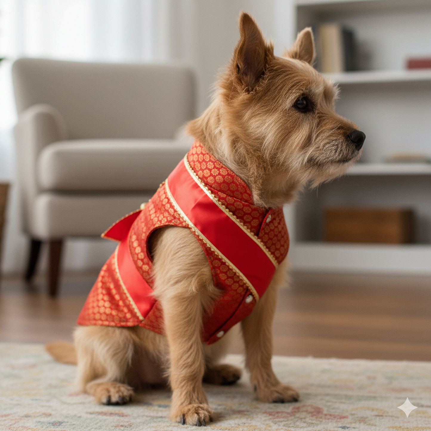 Nootie Festive Sherwani with Chunni for Pets – Red | Stylish Outfit for Weddings & Festivals