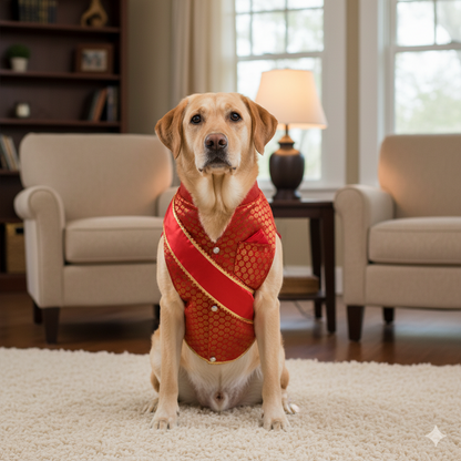 Nootie Festive Sherwani with Chunni for Pets – Red | Stylish Outfit for Weddings & Festivals